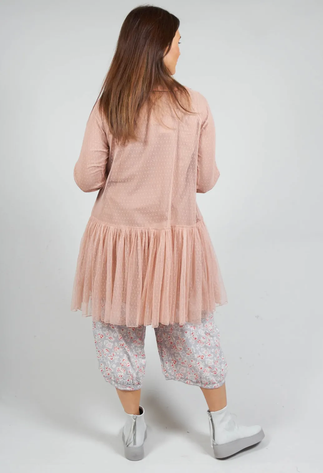 Marie Mesh Peplum Jacket in Rose