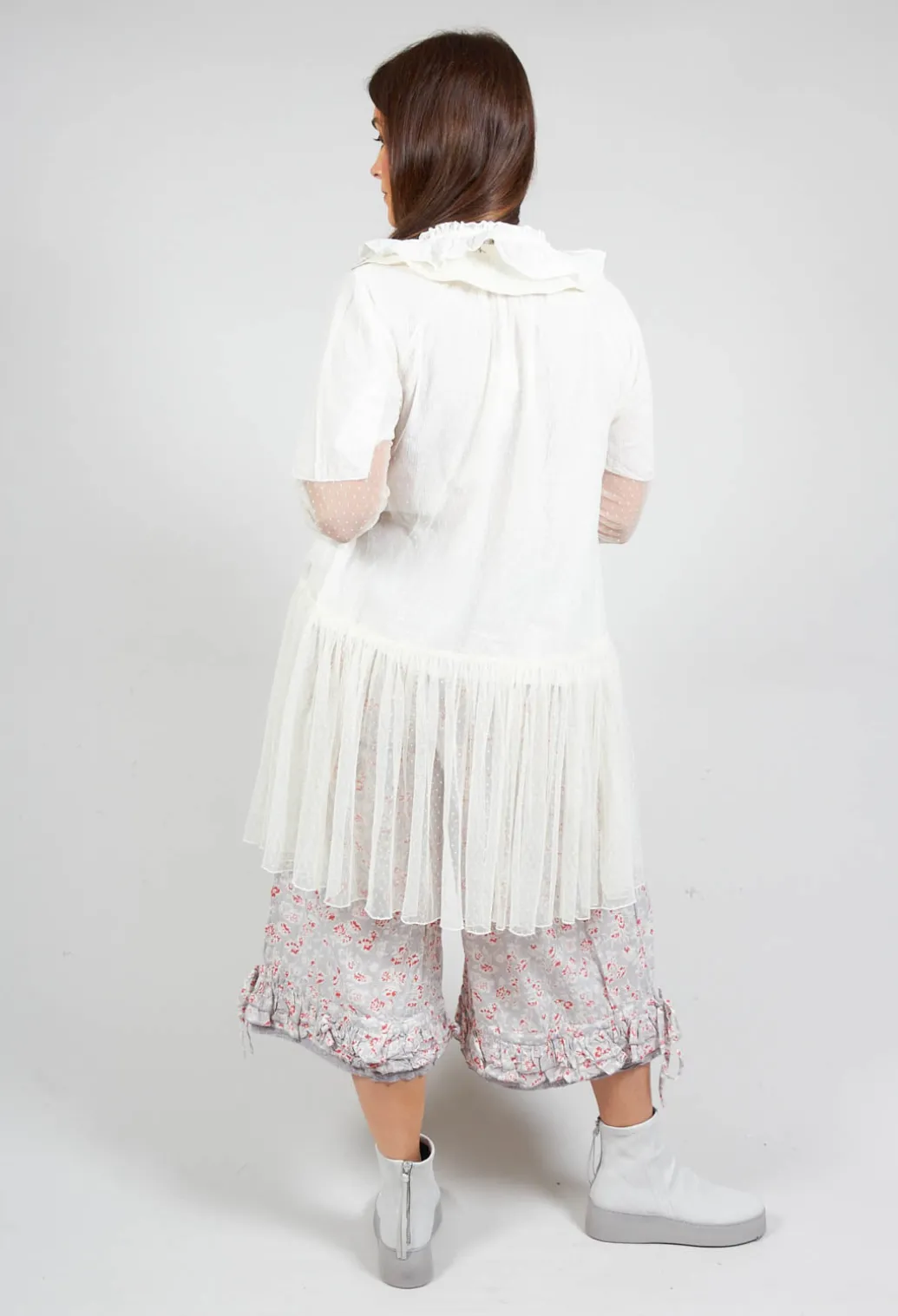 Marie Mesh Peplum Jacket in Ecru