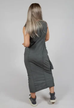 Maxi Length Dress with Statement Pockets in Pencil Cloud