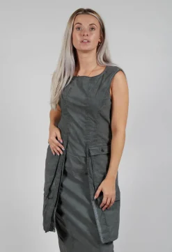 Maxi Length Dress with Statement Pockets in Pencil Cloud