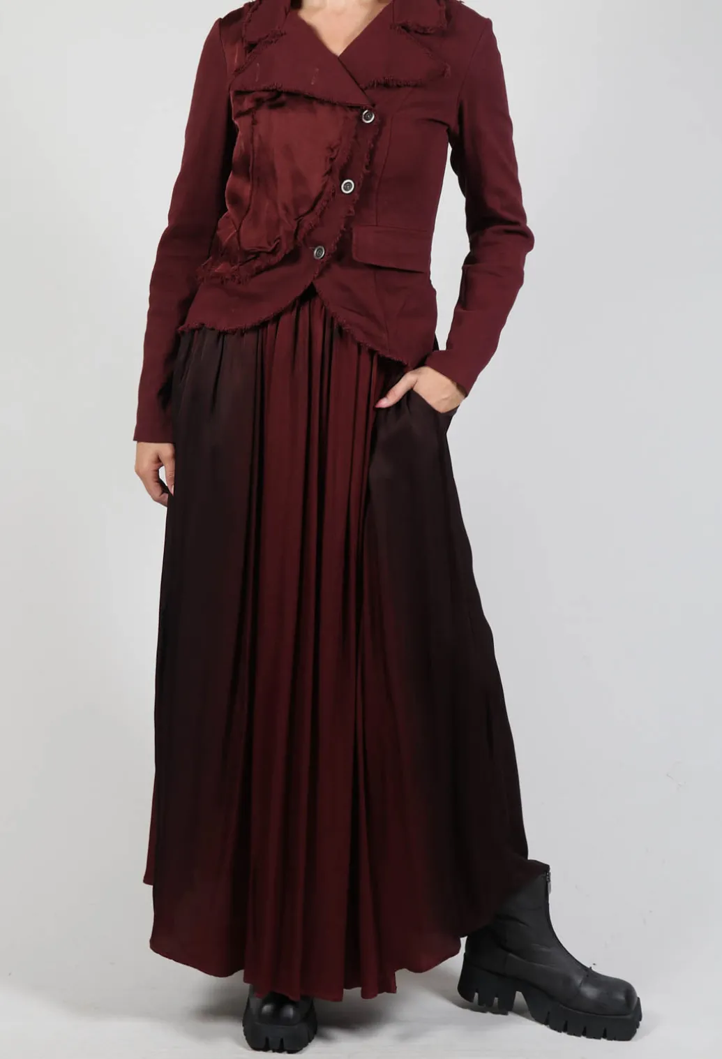 Maxi Satin Skirt in Degrade Sangue