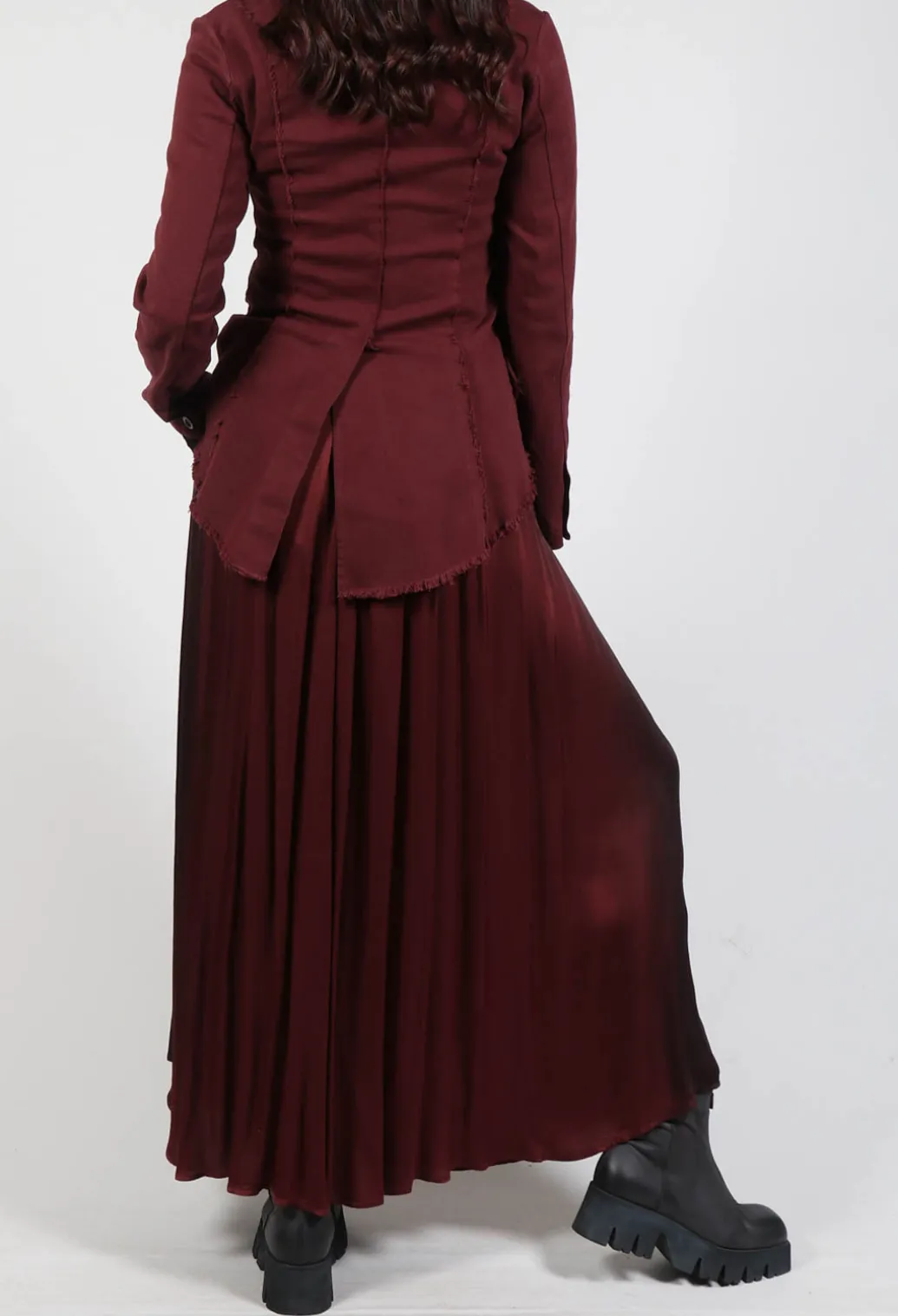 Maxi Satin Skirt in Degrade Sangue
