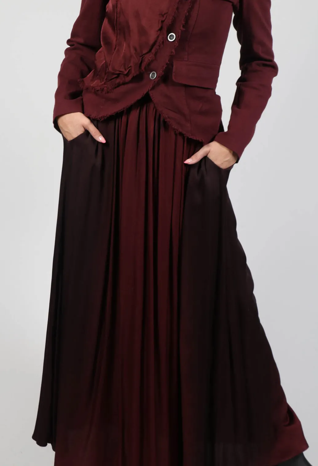 Maxi Satin Skirt in Degrade Sangue