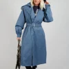 Maxi Trench Coat in Blue