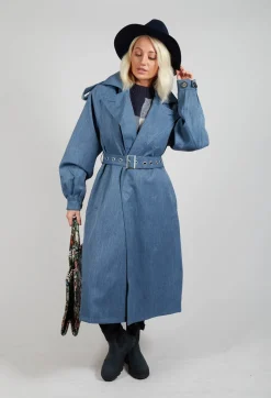 Maxi Trench Coat in Blue