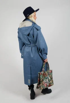 Maxi Trench Coat in Blue