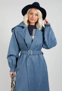 Maxi Trench Coat in Blue
