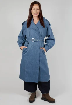 Maxi Trench Coat in Blue