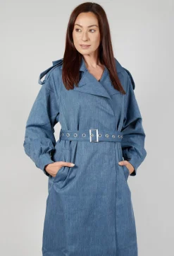 Maxi Trench Coat in Blue