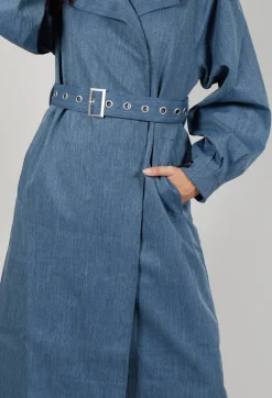Maxi Trench Coat in Blue