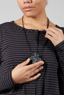 Medium Beaded Cross Necklace with Silver Beads