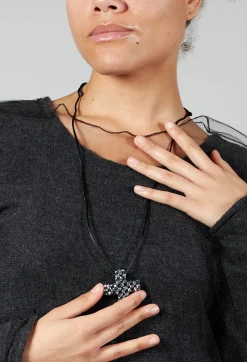 Medium Statement Cross Necklace in Silver
