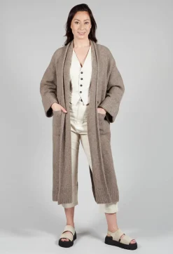Merino Wool Overcoat in Taupe