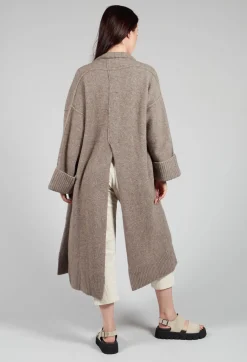 Merino Wool Overcoat in Taupe
