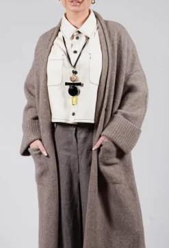 Merino Wool Overcoat in Taupe