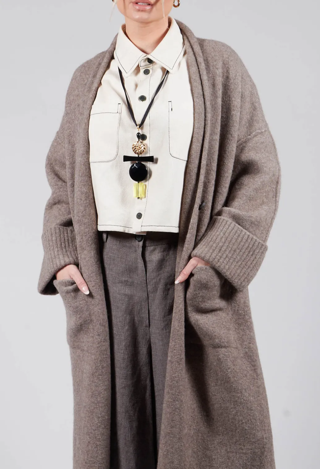 Merino Wool Overcoat in Taupe