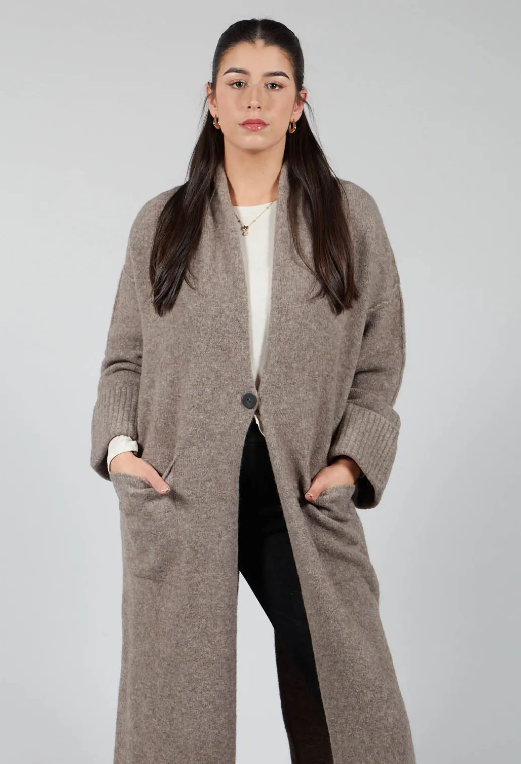 Merino Wool Overcoat in Taupe