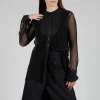 Mesh Asymmetric Blouse in Black