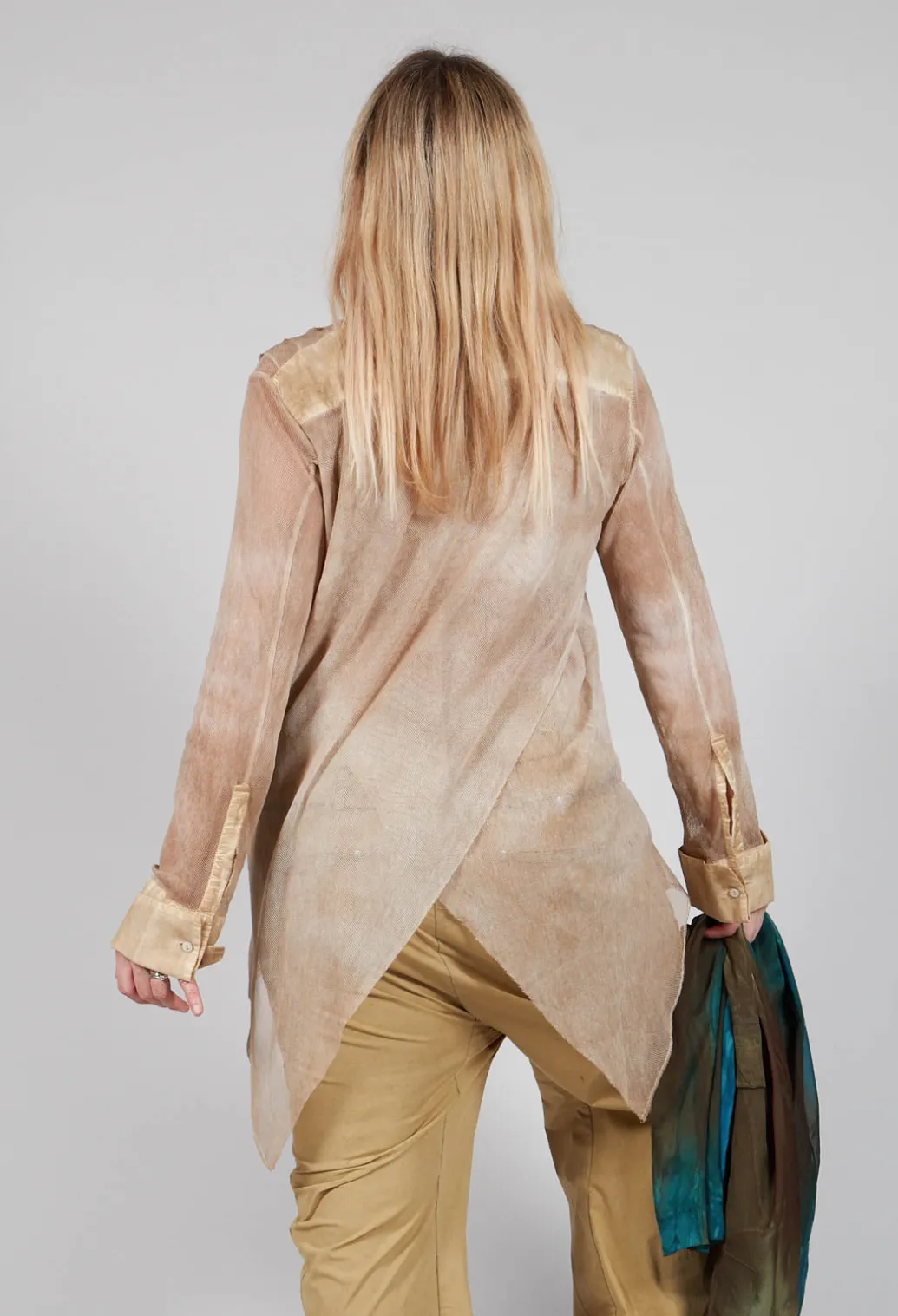 Mesh Asymmetric Blouse in Tea