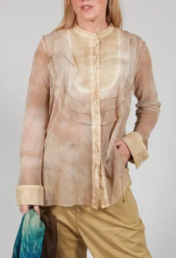 Mesh Asymmetric Blouse in Tea