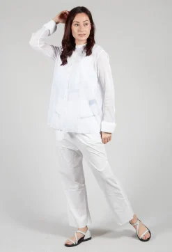 Mesh Asymmetric Blouse in White