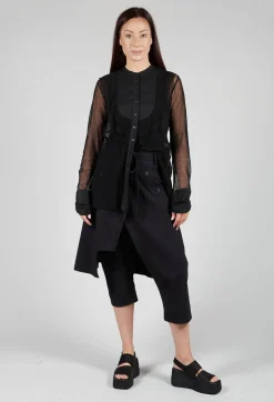 Mesh Asymmetric Blouse in Black