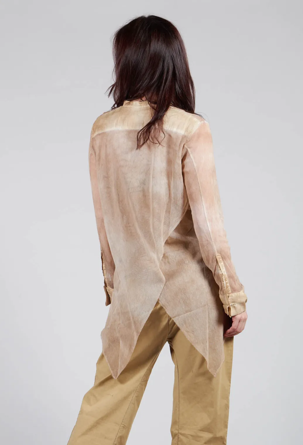 Mesh Asymmetric Blouse in Tea