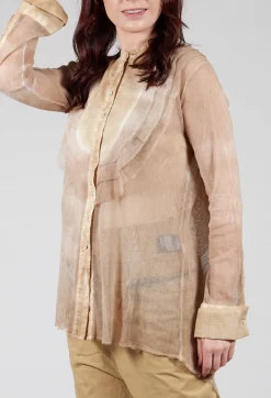 Mesh Asymmetric Blouse in Tea