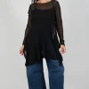 Mesh Bat Shirt in Black