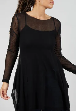 Mesh Bat Shirt in Black