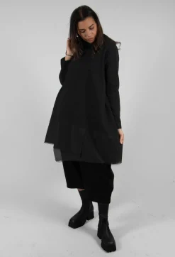 Mesh Feature Dress in Black