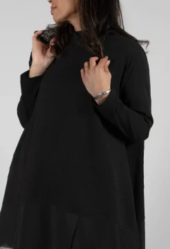 Mesh Feature Dress in Black