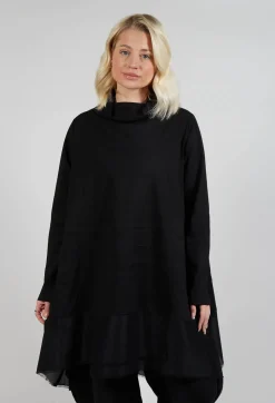 Mesh Feature Dress in Black