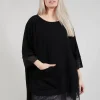 Mesh Hem Top in Black