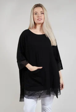 Mesh Hem Top in Black