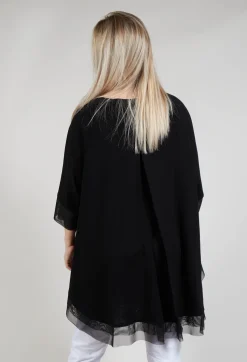 Mesh Hem Top in Black