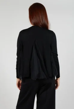Mesh Insert Cardigan in Nero