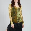Mesh Long Sleeve Print Top in Single Variant
