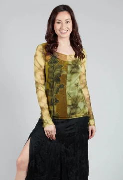 Mesh Long Sleeve Print Top in Single Variant