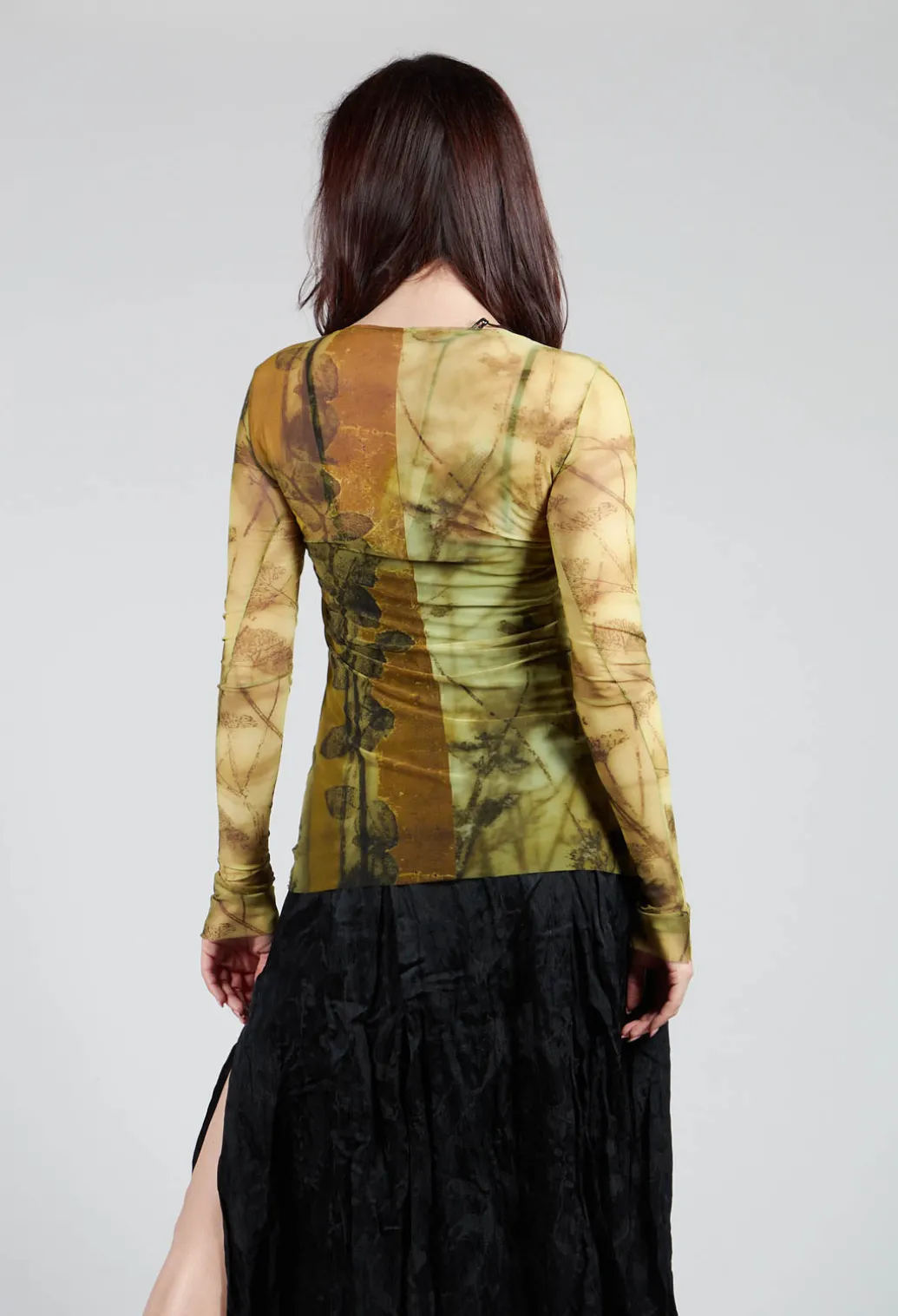 Mesh Long Sleeve Print Top in Single Variant