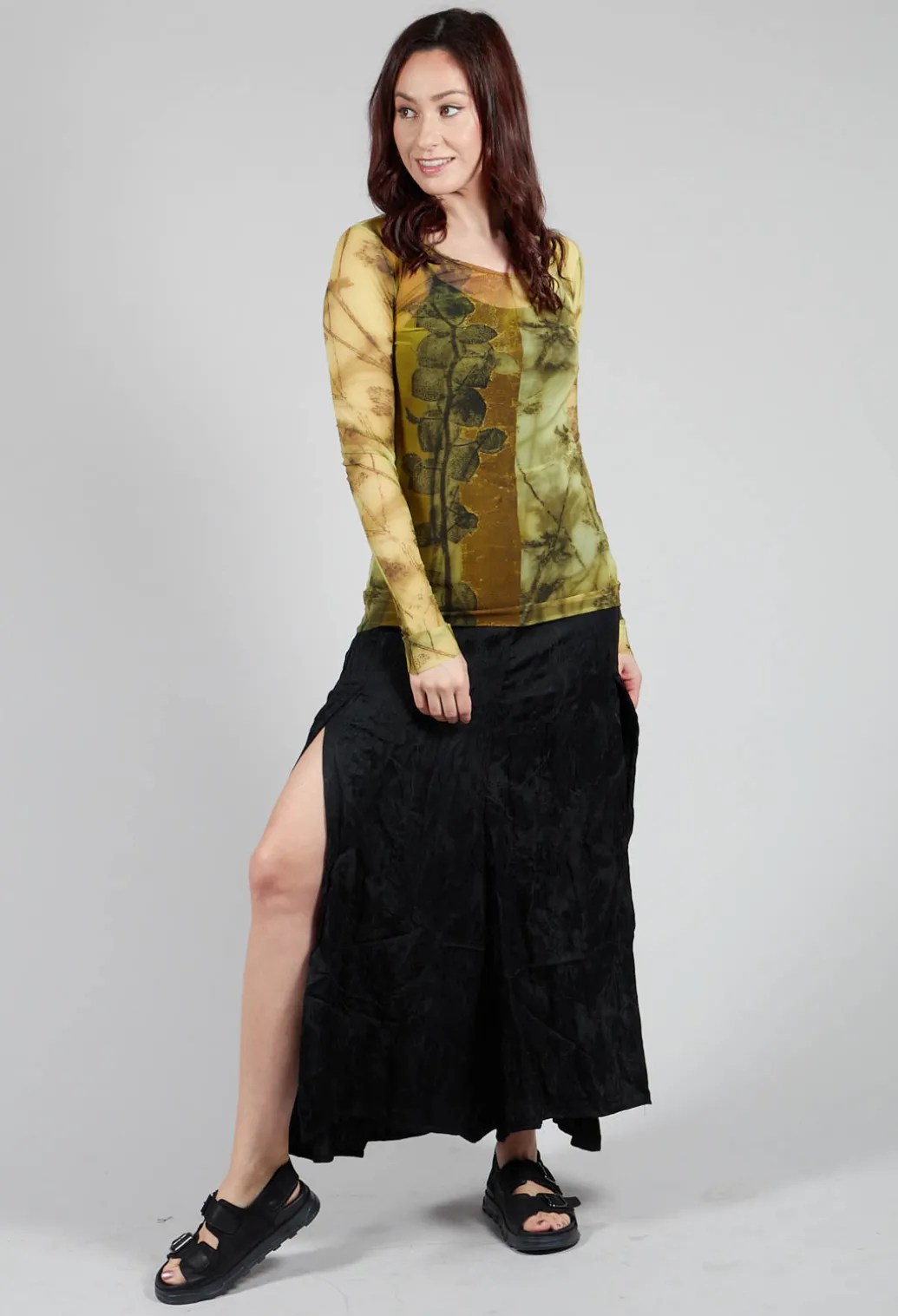 Mesh Long Sleeve Print Top in Single Variant