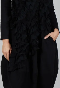 Mesh Ruffle Dress in Black
