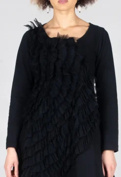 Mesh Ruffle Dress in Black