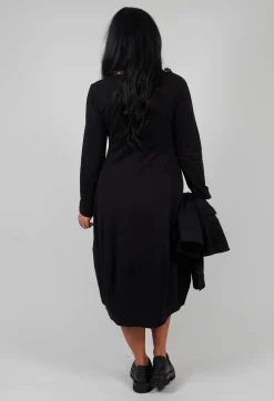 Mesh Ruffle Dress in Black
