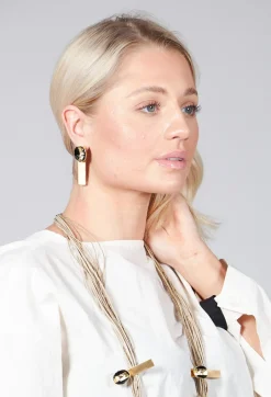 Metal Earrings in Gold and Black