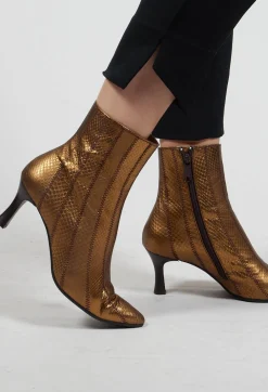 Metallic Ankle Boot Heels in Oro Metallizzato