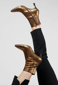 Metallic Ankle Boot Heels in Oro Metallizzato