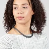 Metallic Choker with Metal Part in Grey