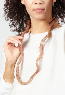 Metallic Long Necklace in Orange