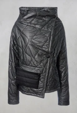 Metallic Puffer Jacket in Ortoclasio Black / Silver